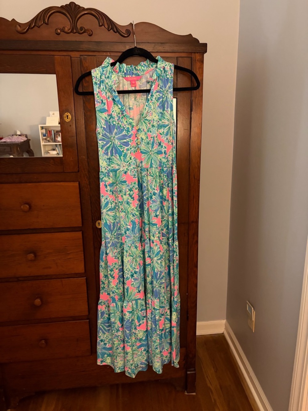 Lily PulitzerB bight Floral Maxi Dress in Pink, Aqua & Blue, worn once. - Picture 3 of 6